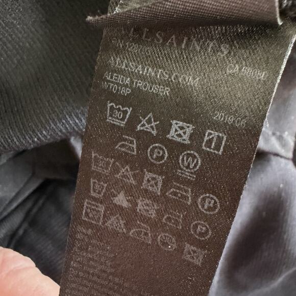 ALLSAINTS Aleida Trouser Pants Pull On Cropped Tapered Black Size 6 - Picture 9 of 11